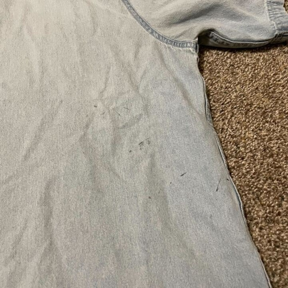 Harley-Davidson Mens XL Light Wash Denim Short Sleeve Button Up Shirt Logo Blue - Picture 6 of 7